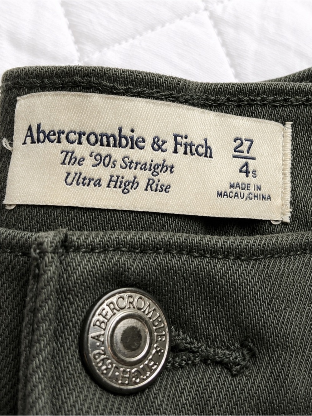 Abercrombie & Fitch Women’s Straight Leg Jeans — Olive Green - Picture 3 of 4